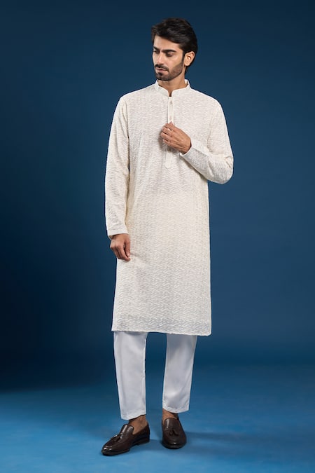 Arihant Rai Sinha Beige Thread Embroidered Kurta Set 