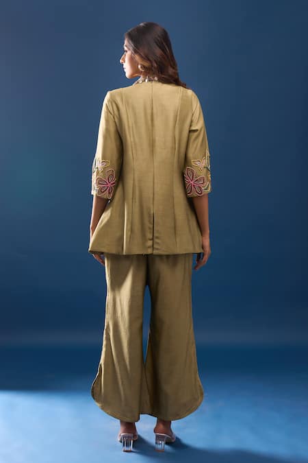 Samyukta Singhania Green Chanderi Pant Co-ord Set 