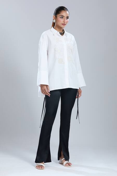 Buy Dhruv Kapoor White Embroidery Collared Celestial Oversized Shirt Online at Aza Fashions Buy_Dhruv Kapoor_White Embroidery Collared Celestial Oversized Shirt _Online_at_Aza_Fashions
