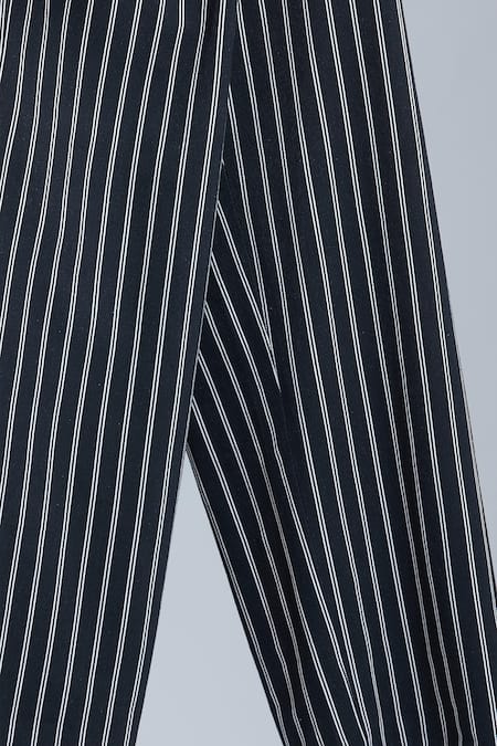 Dhruv Kapoor_Blue Multi Striped Wide-leg Jeans _Online_at_Aza_Fashions