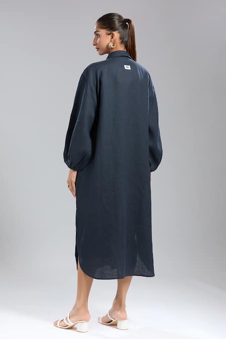 Dhruv Kapoor Black Double Fresco Shirt Dress 