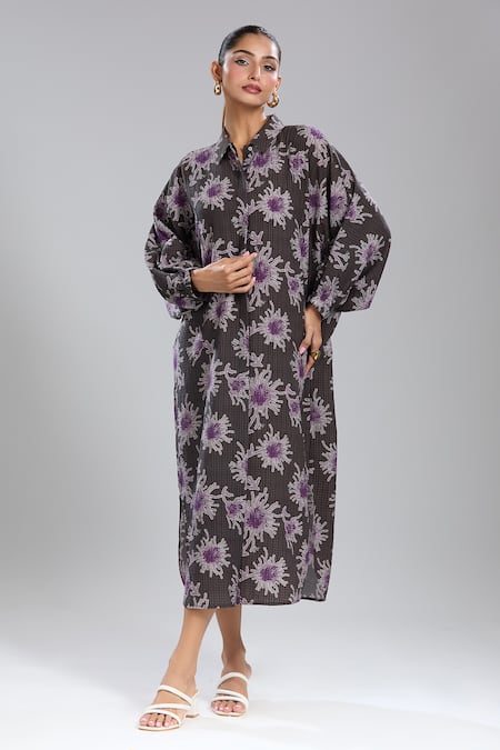 Dhruv Kapoor_Multi Color Collared Luminous Shirt Dress _at_Aza_Fashions