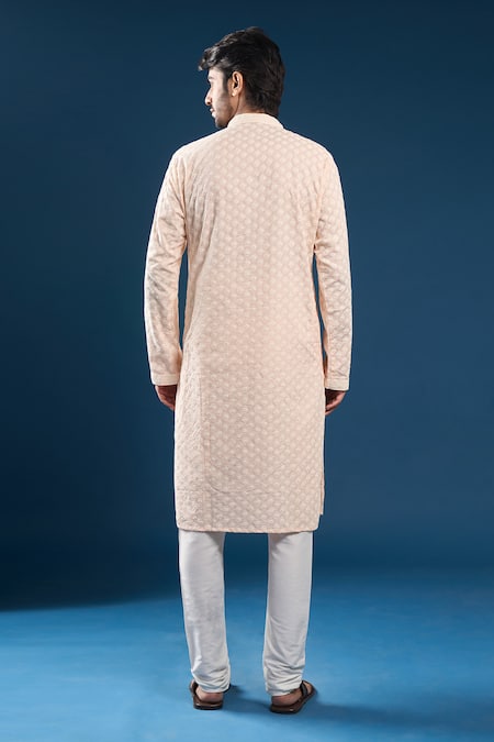 Arihant Rai Sinha Light Pink Chikankari Kurta Pyjama Set 