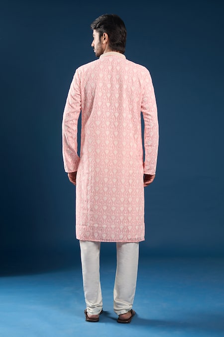 Arihant Rai Sinha Chikankari Pink Kurta & Pyjama Set 