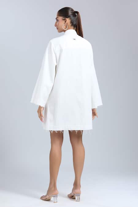 Dhruv Kapoor Pleated White Shirt Dress 