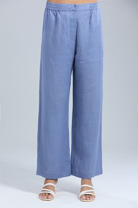 Dhruv Kapoor_Blue Sequins Collared Crystal Grid Long Shirt And Pant Set_at_Aza_Fashions