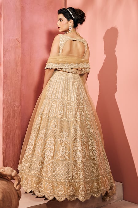 Aneesh Agarwaal Champagne Gold Lehenga Set