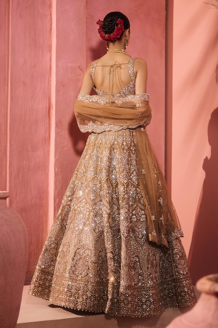 Aneesh Agarwaal Gold Embellished Lehenga Set