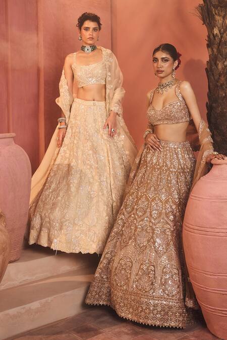 Aneesh Agarwaal Gold Silk Organza, Net Sequins, Embroidery Sweetheart Embellished Lehenga Set at Aza Fashions Aneesh Agarwaal_Gold Silk Organza, Net Sequins, Embroidery Sweetheart Embellished Lehenga Set _at_Aza_Fashions