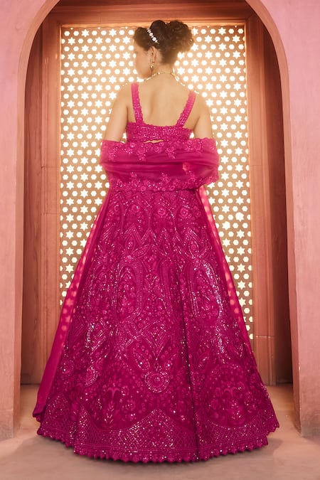 Aneesh Agarwaal Very Berry Pink Lehenga Set 