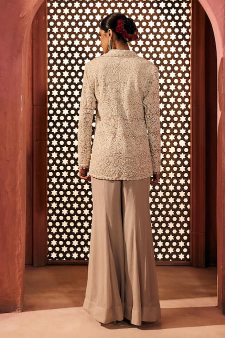 Aneesh Agarwaal Embroidered Jacket & Sharara Set 