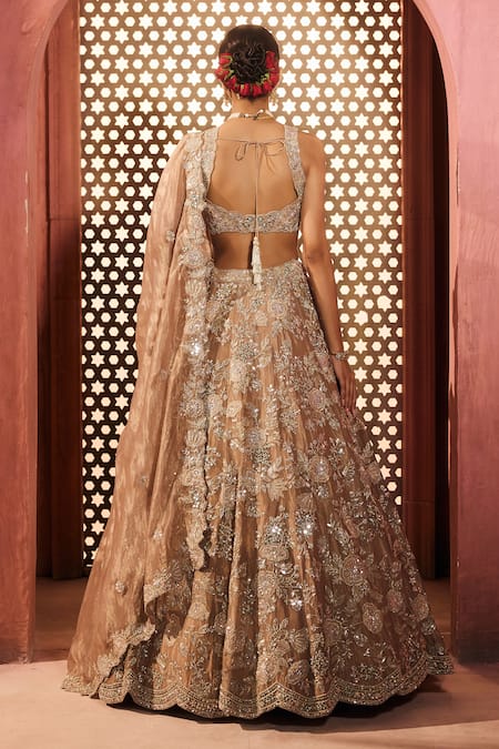 Aneesh Agarwaal Gold Embellished Lehenga Set 