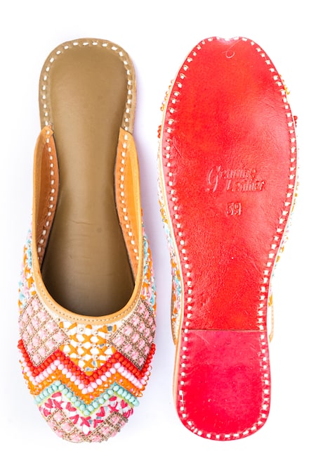 Shop NR By Nidhi Rathi Multi Color Multicoloured Embellished Leather Juttis at Aza Fashions Shop_NR By Nidhi Rathi_Multi Color Multicoloured Embellished Leather Juttis _at_Aza_Fashions