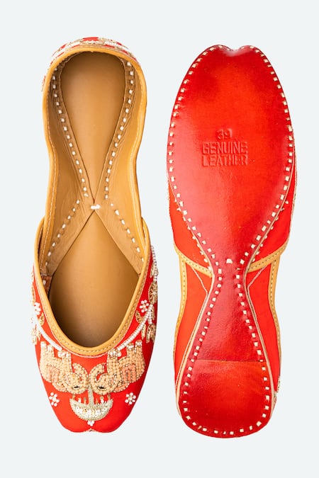 NR By Nidhi Rathi Embellished Leather Ethnic Juttis 