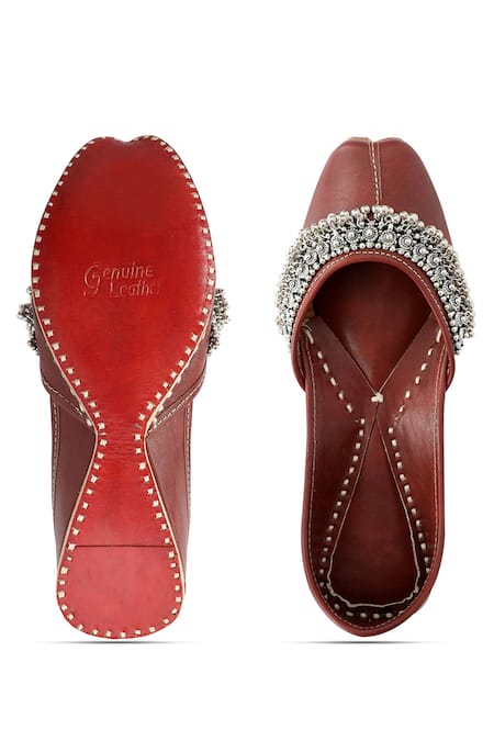 NR By Nidhi Rathi Ghunghroo Embellished Leather Juttis 
