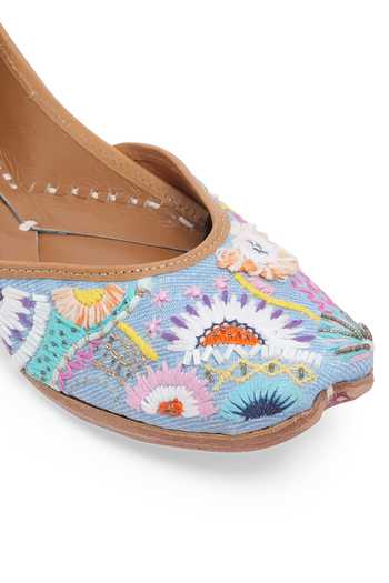 Buy_NR By Nidhi Rathi_Blue Embroidered Ethnic Juttis _Online_at_Aza_Fashions