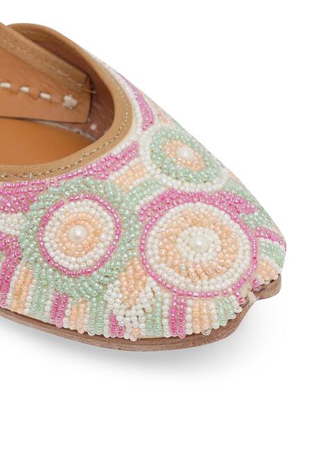 Buy_NR By Nidhi Rathi_Multi Color Multicolor Embellished Ethnic Flat Juttis _Online_at_Aza_Fashions