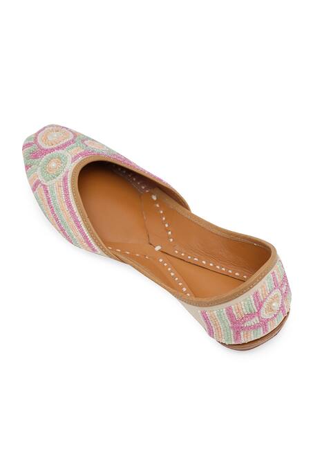 Shop_NR By Nidhi Rathi_Multi Color Multicolor Embellished Ethnic Flat Juttis _Online_at_Aza_Fashions