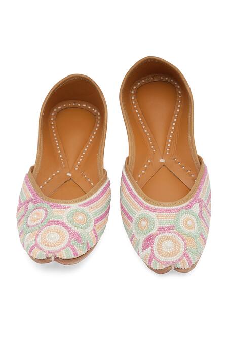NR By Nidhi Rathi_Multi Color Multicolor Embellished Ethnic Flat Juttis _at_Aza_Fashions