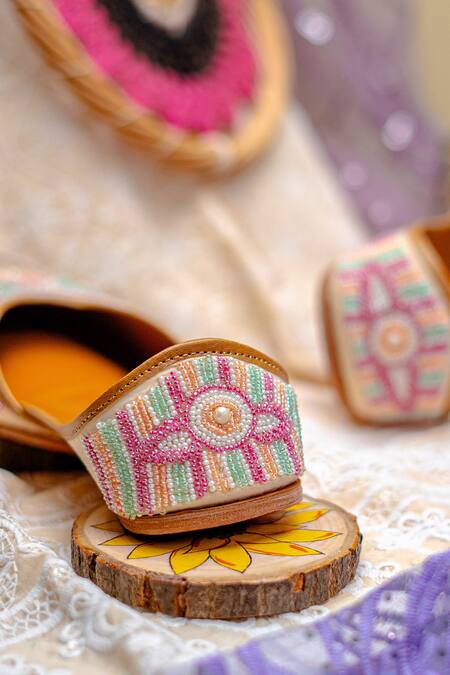 Buy NR By Nidhi Rathi Multi Color Multicolor Embellished Ethnic Flat Juttis Buy_NR By Nidhi Rathi_Multi Color Multicolor Embellished Ethnic Flat Juttis