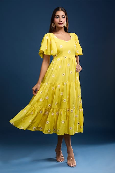 Samyukta Singhania Embroidered Tiered Dress 