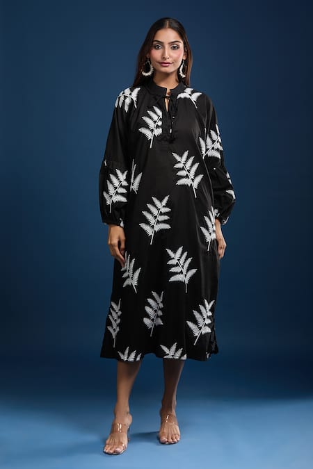 Samyukta Singhania Embroidered Black Cotton Dress 