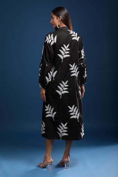 Samyukta Singhania Embroidered Black Cotton Dress 