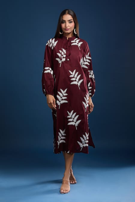 Samyukta Singhania Embroidered Maroon Dress 