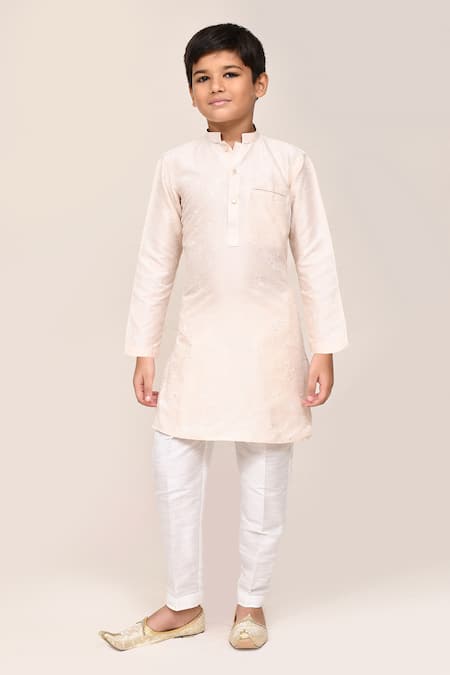 Buy_Petite Pomme_Cream Cotton Printed Kurta And White Pant Set _Online_at_Aza_Fashions