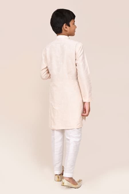Petite Pomme Cream Printed Kurta & White Pant Set 