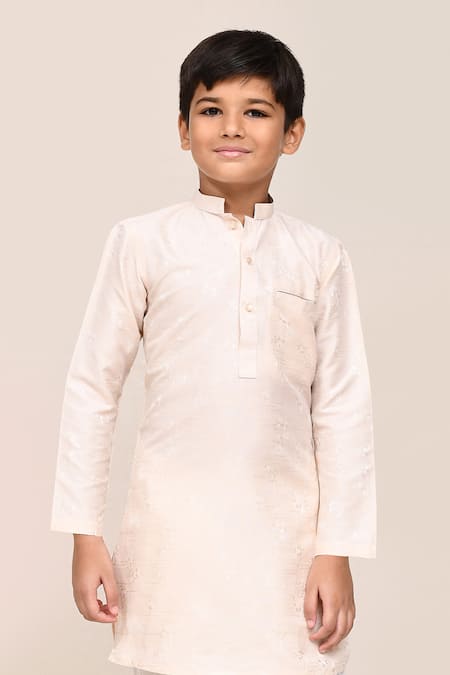 Buy Petite Pomme Cream Cotton Printed Kurta And White Pant Set Buy_Petite Pomme_Cream Cotton Printed Kurta And White Pant Set