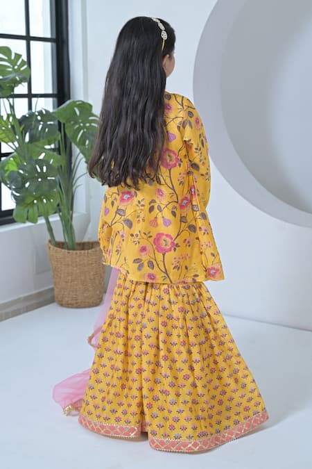 The Plum Bum Floral Chanderi Kurta Sharara Set 