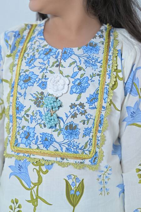 Shop_The Plum Bum_White Cotton Lace Designer Kurti And Salwar Set _Online_at_Aza_Fashions