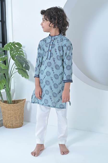 The Plum Bum Blue Threadwork Kurta Set 
