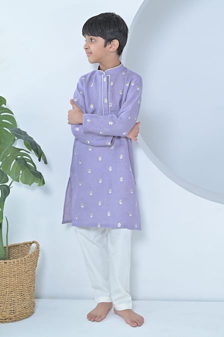 The Plum Bum Purple Linen Kurta Set 