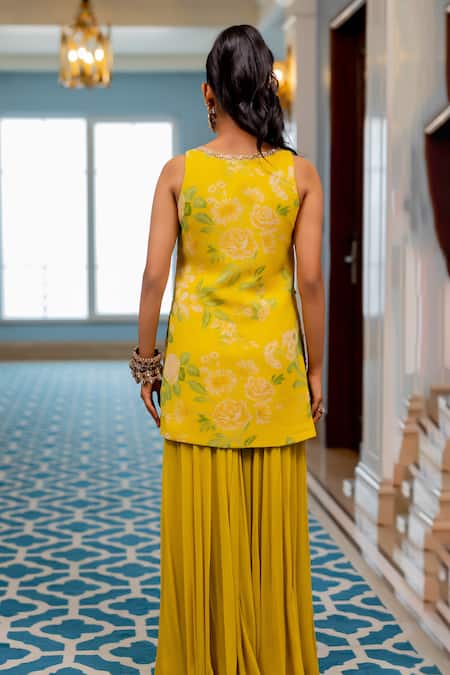 Paulmi And Harsh Yellow Floral Kurta Set 