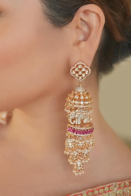 Anana Ruby Red Designer Earrings 