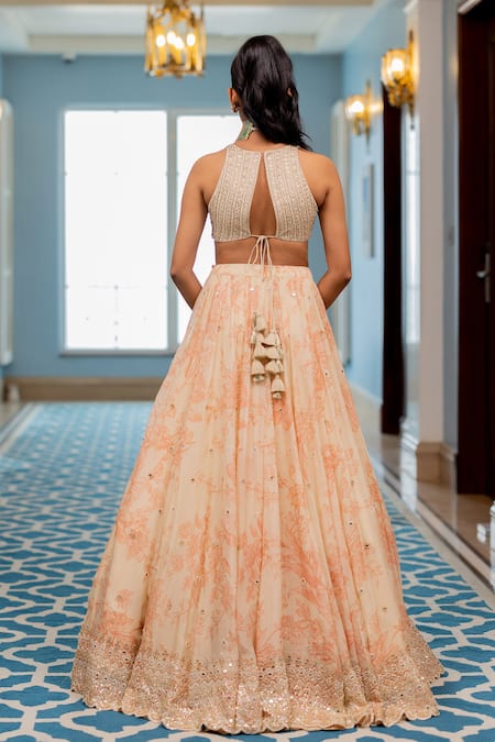 Paulmi And Harsh Gold Embroidered Blouse Lehenga Set 