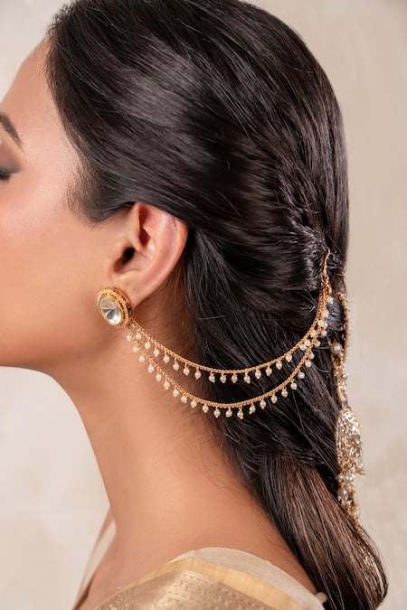 Anana Gold Finish Designer Ear Chain 