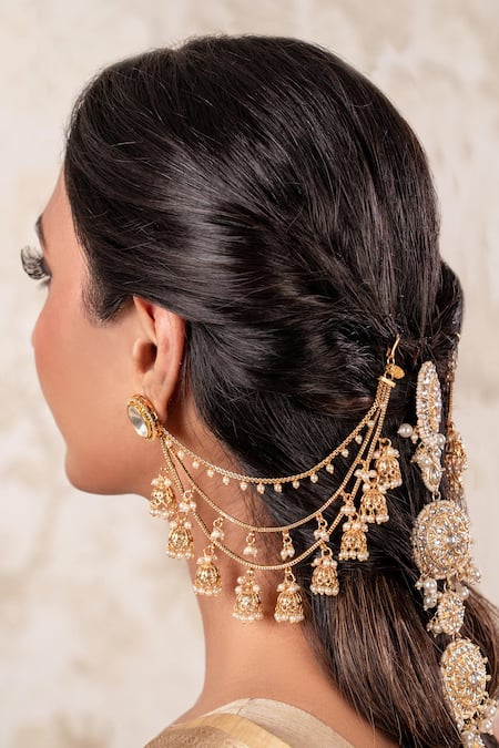 Anana Gold Finish Designer Ear Chain 