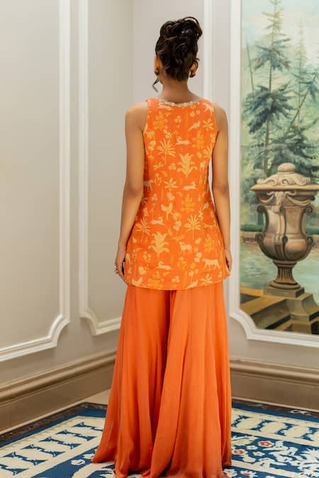 Paulmi And Harsh Designer Orange Kurta & Palazzo Set 
