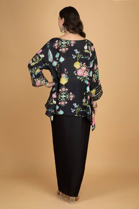 Tanu Malhotra Floral Print Cotton Silk Top & Modal Silk Skirt 