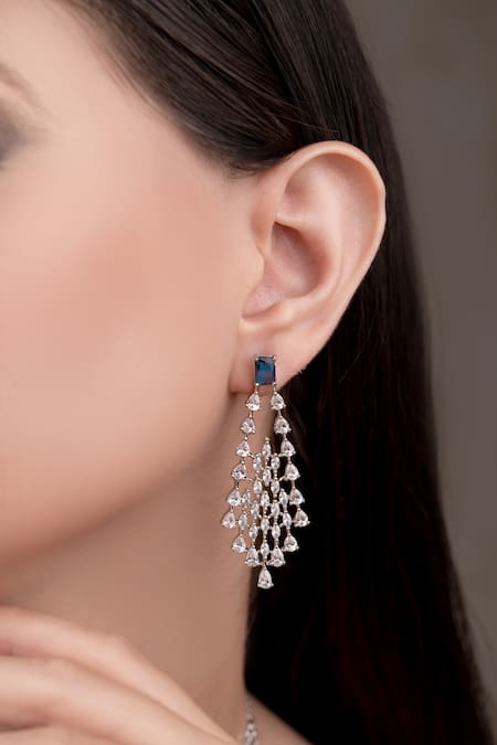 Anana_Blue Stones Royal Designer Necklace And Earrings Set _Online_at_Aza_Fashions