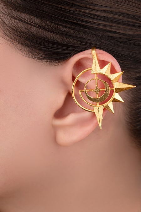Shop Anana Gold Plated Brass Designer Earcuffs at Aza Fashions Shop_Anana_Gold Plated Brass Designer Earcuffs _at_Aza_Fashions
