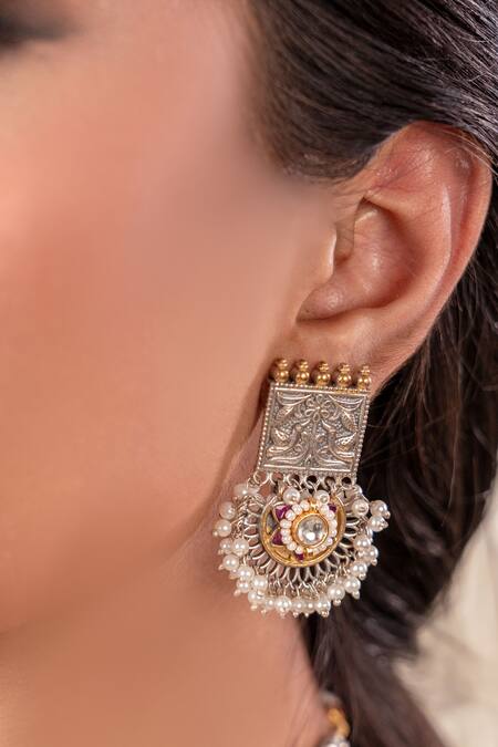 Anana Multi Color Pearls, Stones Two Multicoloured Choker And Earrings Set Online at Aza Fashions Anana_Multi Color Pearls, Stones Two Multicoloured Choker And Earrings Set _Online_at_Aza_Fashions