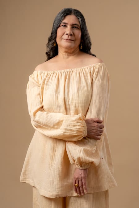 Shop Doodlage Beige Cotton Embroidery Organic Pant Online at Aza Fashions Shop_Doodlage_Beige Cotton Embroidery Organic Pant _Online_at_Aza_Fashions