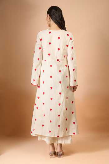 Khwaab By Sanjana Lakhani Off White Heart Printed Kurta Set 