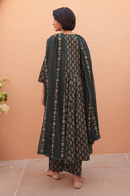 Gulabo Jaipur Green Floral Anarkali Set 