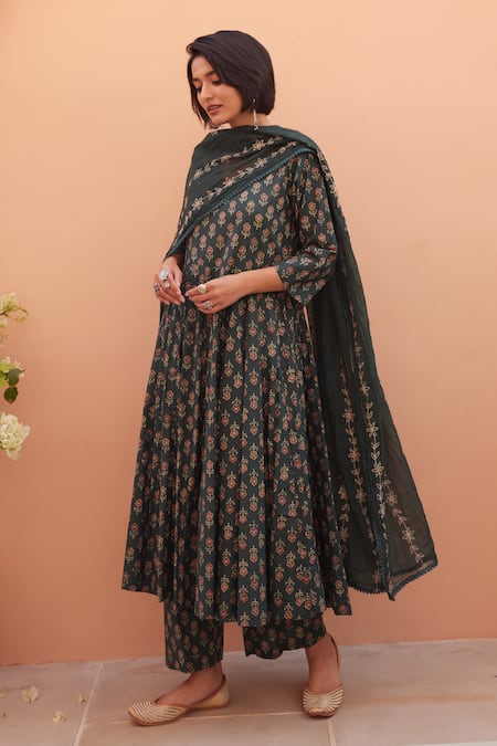 Gulabo Jaipur Green Floral Anarkali Set 