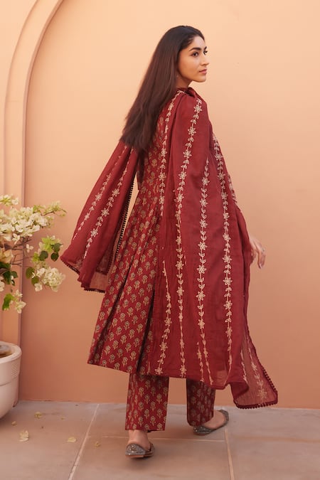 Gulabo Jaipur Designer Red Anarkali Set 